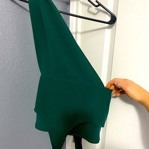 Green one shoulder bodysuit